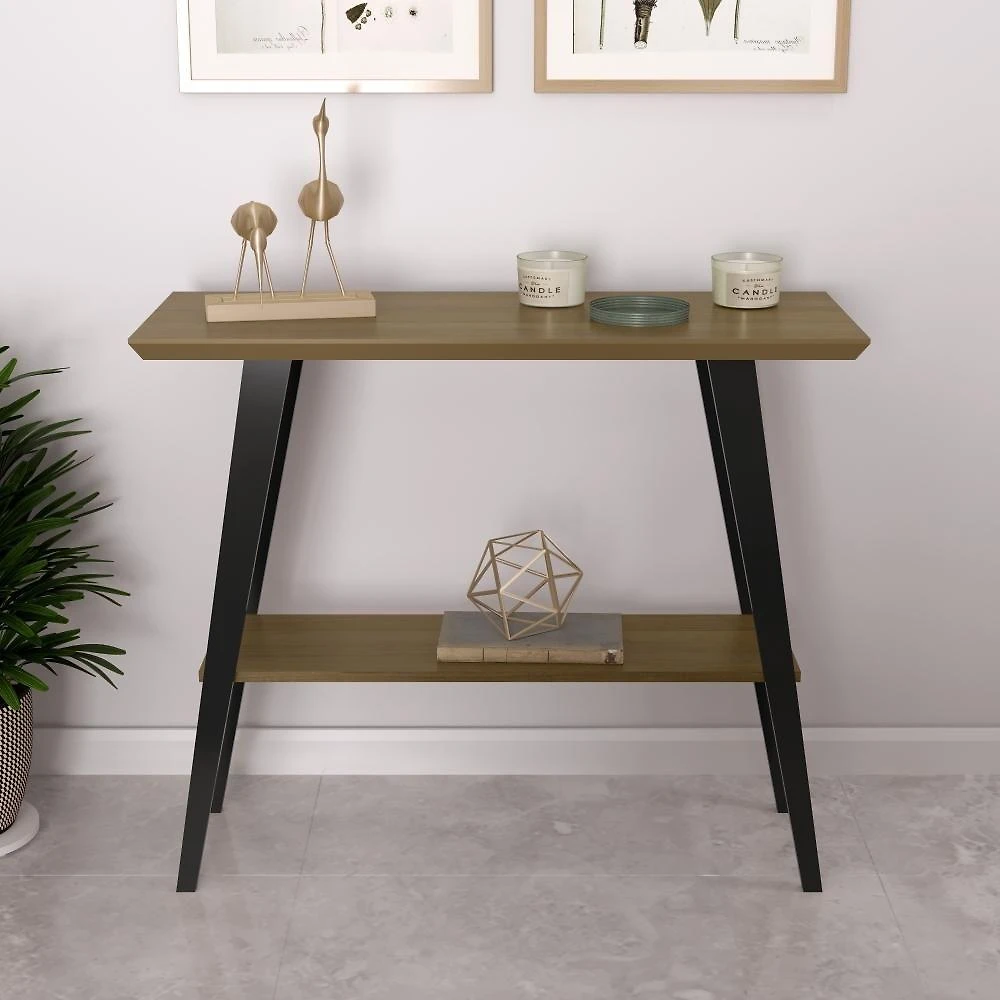 Aparador Ayla com Prateleira MDF 91CM Off White Amadeirado OFT Móveis