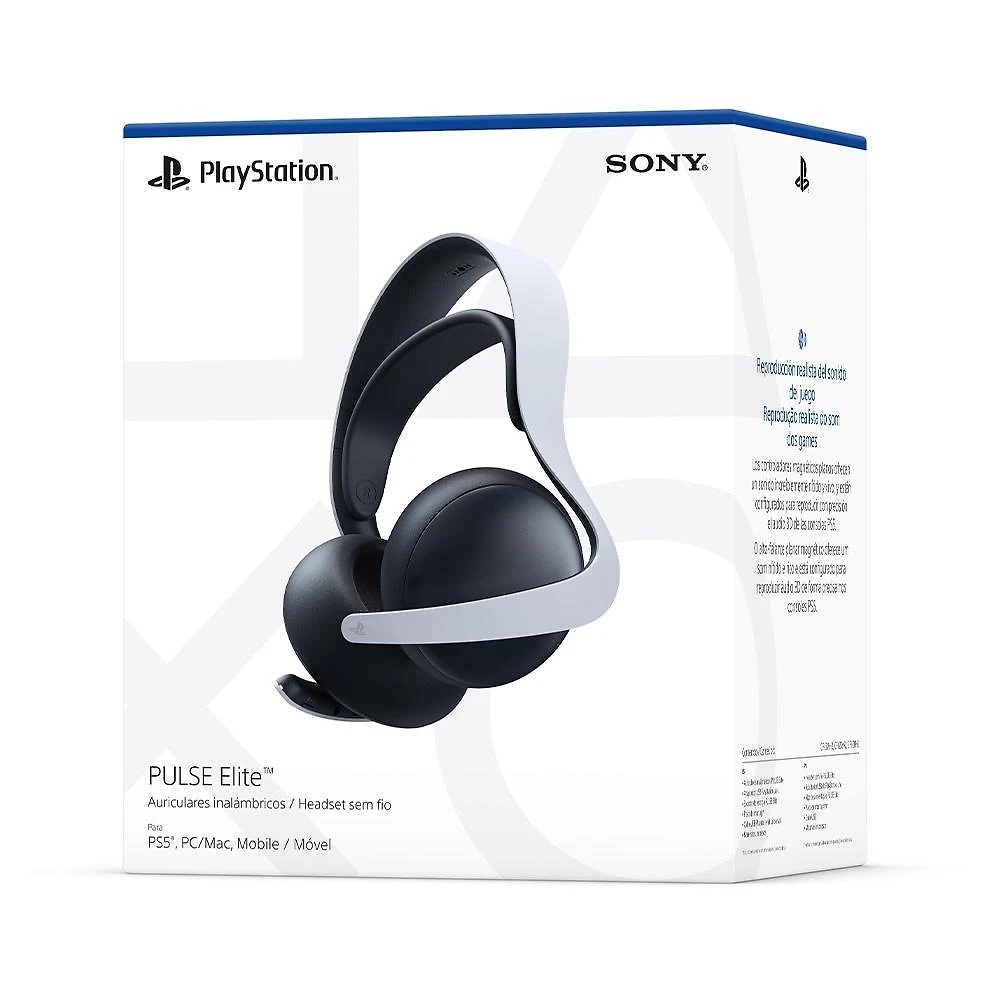 Headset sem fio Gamer Sony Pulse Elite, Bluetooth, PS5, Branco - CFI-ZWH2L