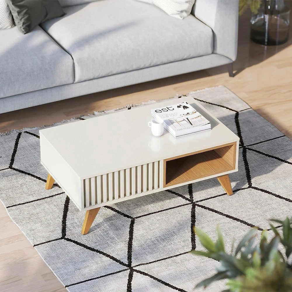 Mesa De Centro Para Sala 91 Cm Jeri Colibri Off White Freijo