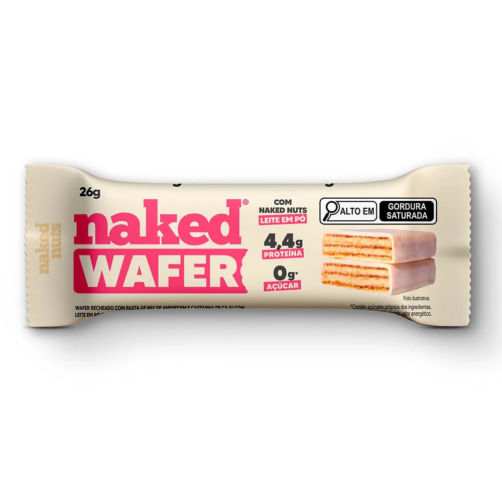 Naked Bites Wafer com Whey Protein Sabor Chocolate Branco 26g