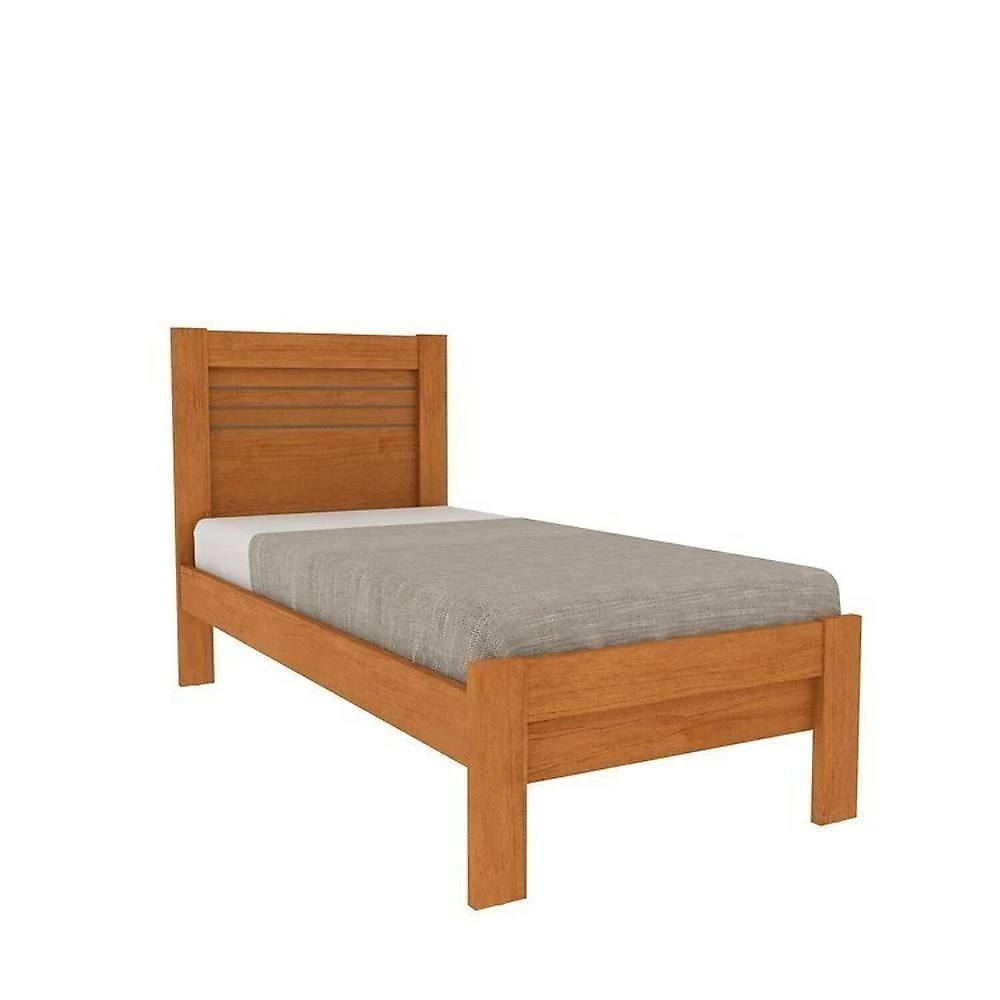 Conjunto Cama Solteiro Safira e 2 Mesas de Cabeceira Luna com Usb Espresso Moveis Cinamomo/Cinamomo