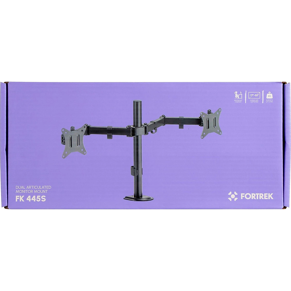Suporte Articulado P/ Dois Monitores Fortrek FK445S, 17" a 32", Inclinação, Rotação - 81035