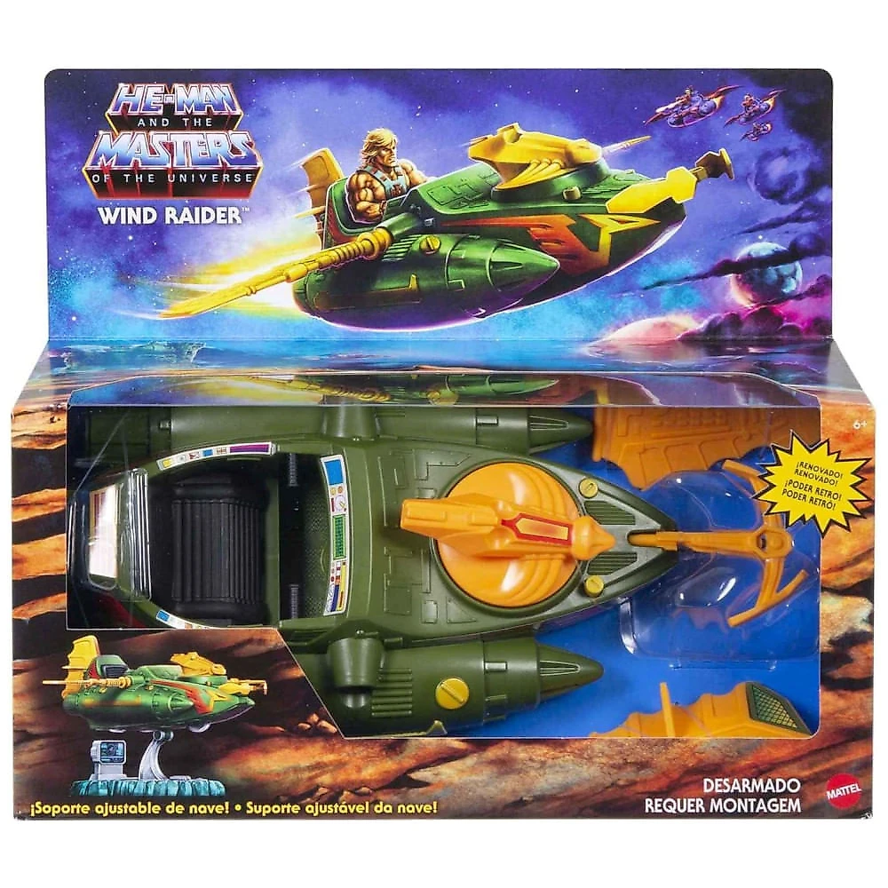 Veículo Wind Raider Masters of the Universe com Gancho de Reboque e Suporte de Exibição Retrátil, Mattel