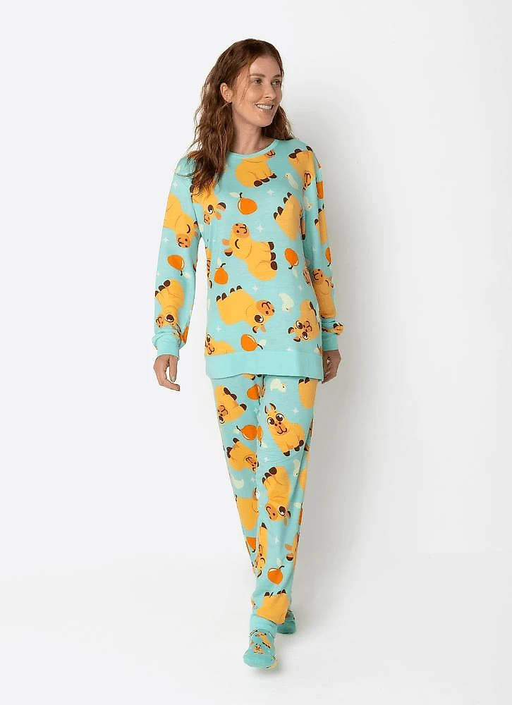 Pijama manga longa ultra visco unissex adulto capivara vibes g