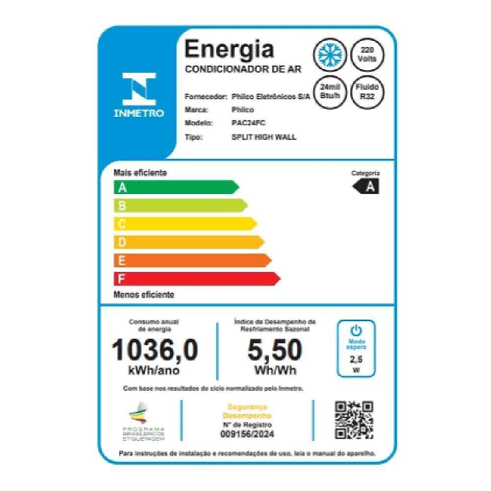 Ar condicionado split inverter philco pac24fc 24000 btus frio 220v