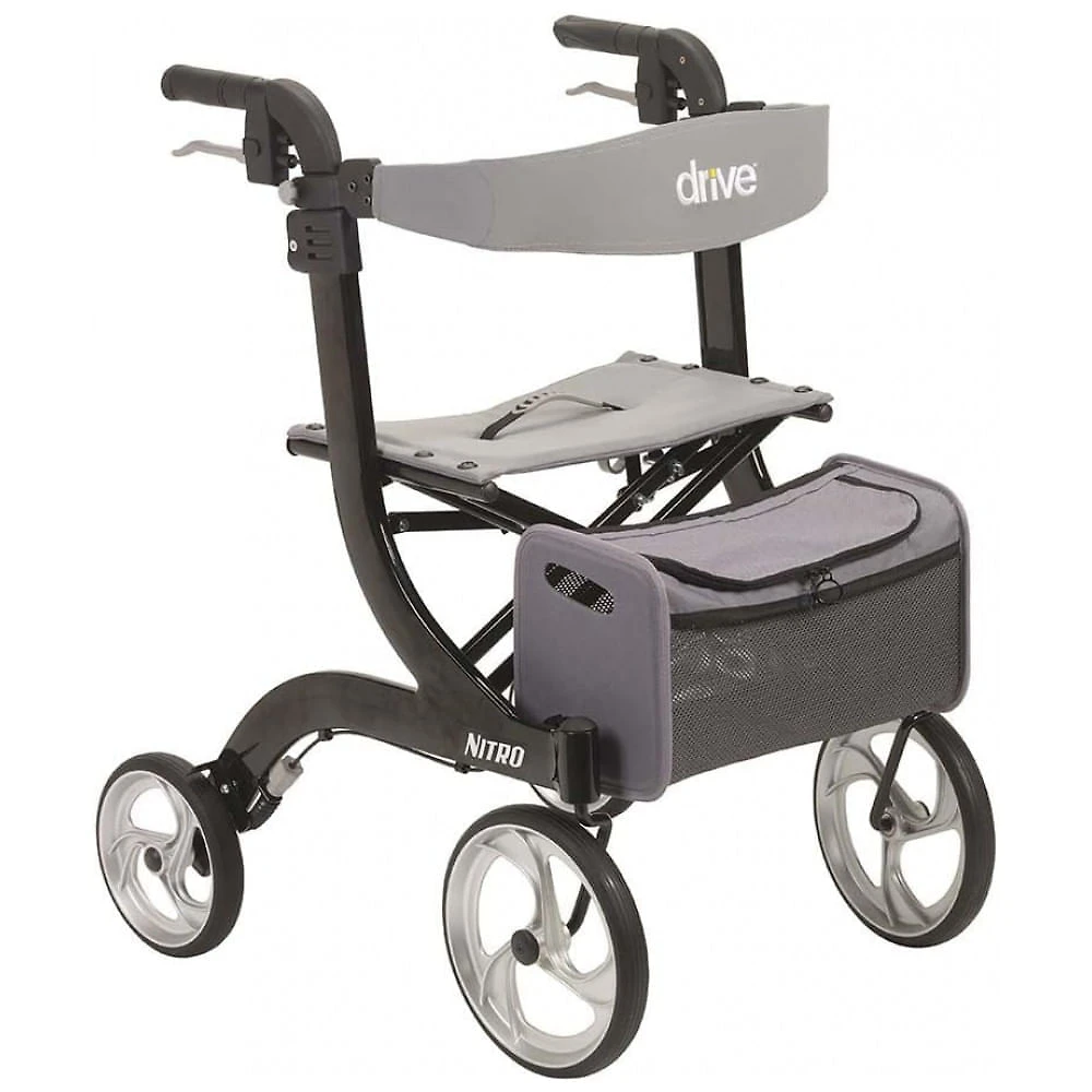Andador para Idosos e Adultos com Assento, até 136 Quilos, Drive Medical RTL10266BK, Preto
