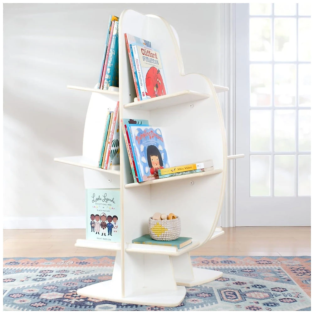 Estante infantil árvore de leitura Guidecraft EdQ Branca em madeira bétula com 3 prateleiras 122cm