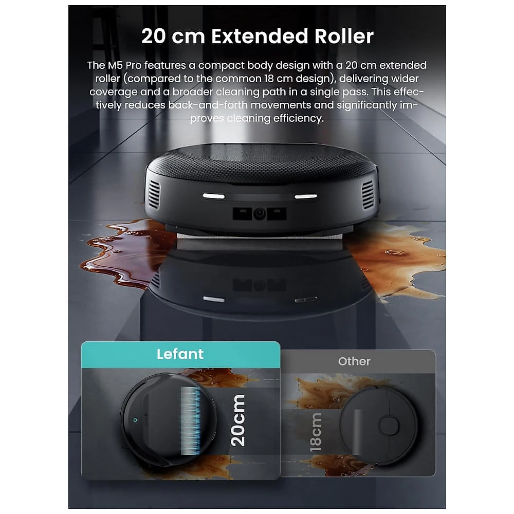 Robô Aspirador e Mop Lefant M5 Pro LiDAR 18.000Pa Autoesvazia 120 Dias Base Inteligente WiFi 2.4G/5G Preto