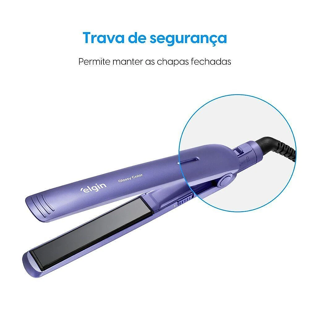 Prancha Alisadora Glossy Color 230 graus C Tecnologia Tourmaline Ion Bivolt Elgin