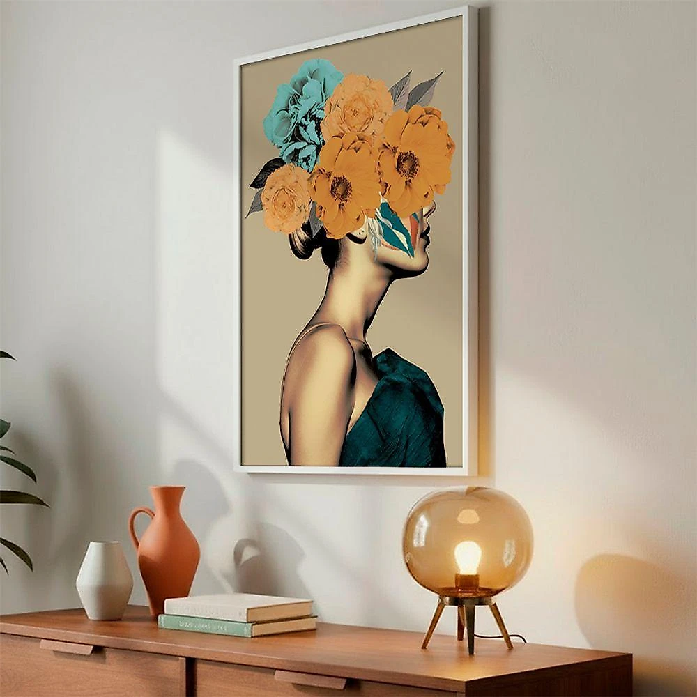 Quadro Decorativo Flores Que Vibram Retangular 50x75CM em Madeira com Vidro Acrílico Branco Soleil webcontinental-7908118134279