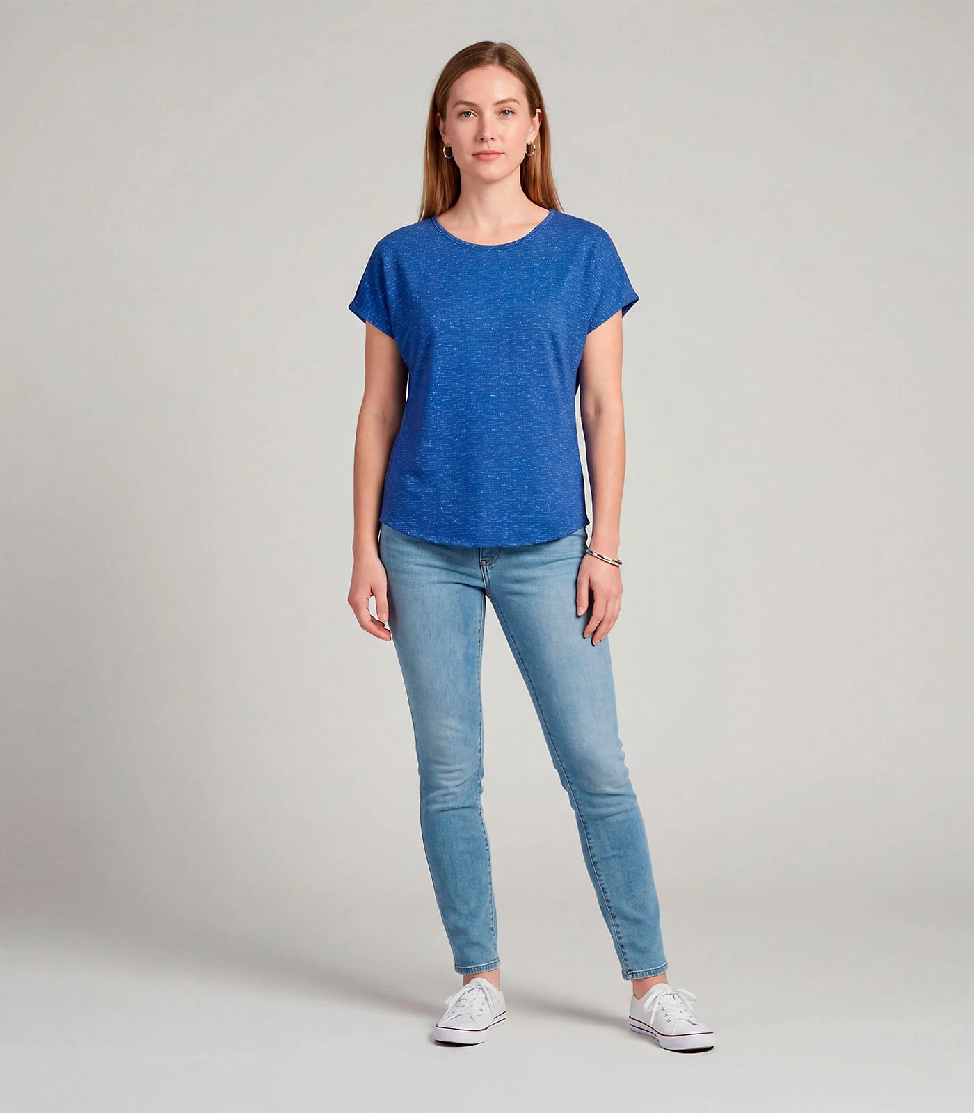 Blusa Feminina Básica Manga Curta Infinita Cor Azul