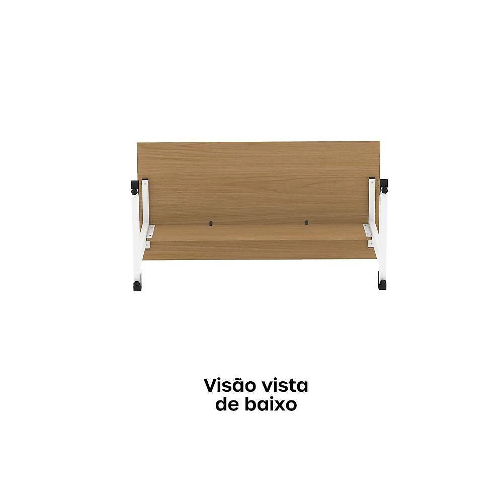 Mesa De Escritório Reta 150cm Com Pé Tubular Em Aço Linha P15 Samba-branco
