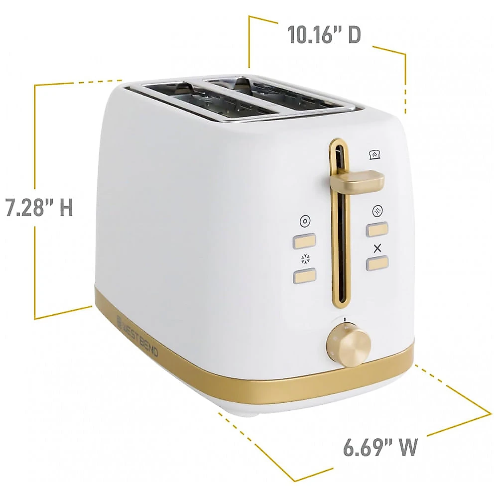 Torradeira West Bend Timeless 2 Fatias Branca e Dourada 7 Níveis de Tostagem 900W 110V