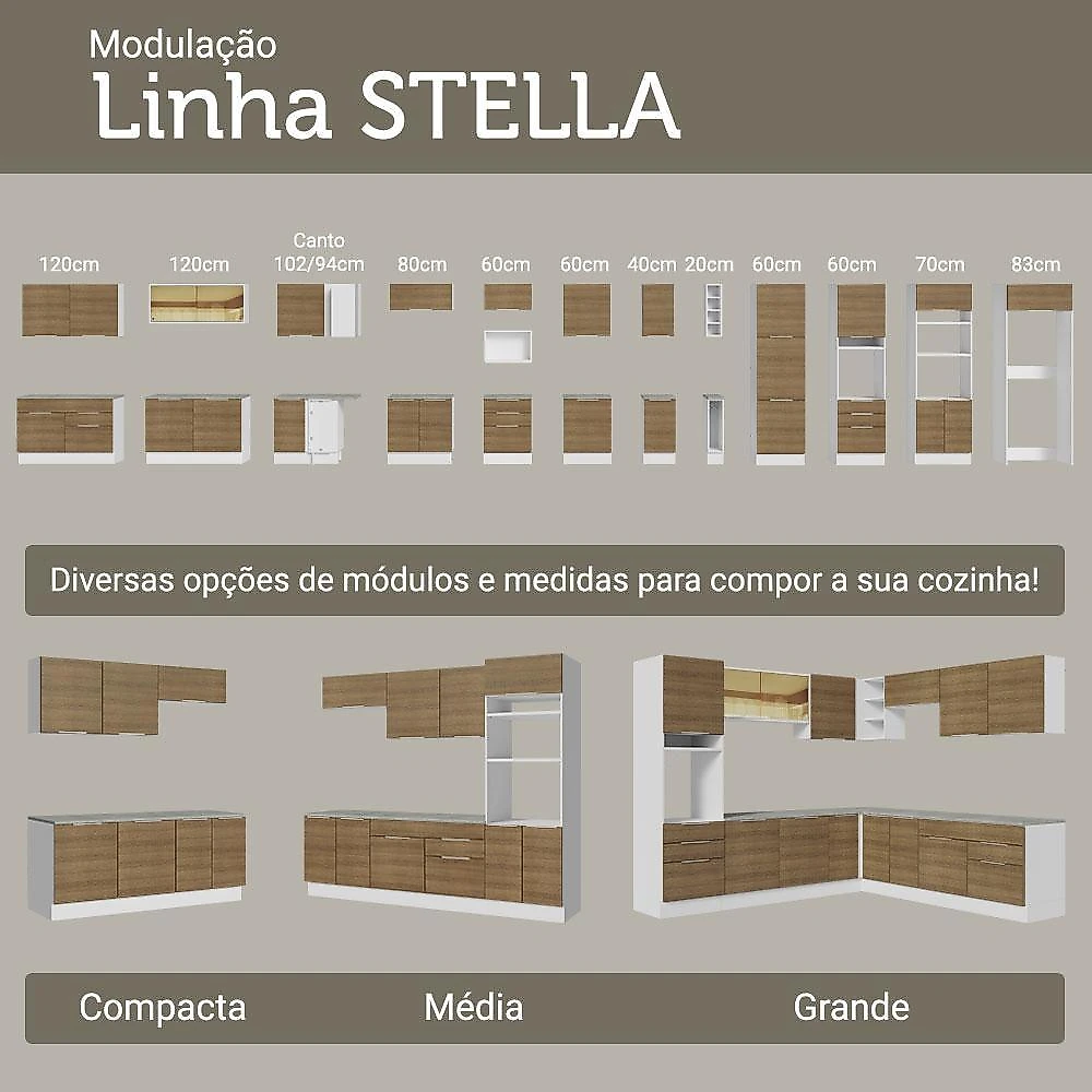 Porta-geladeira 103 cm 1 porta basculante branco/rustic stella madesa