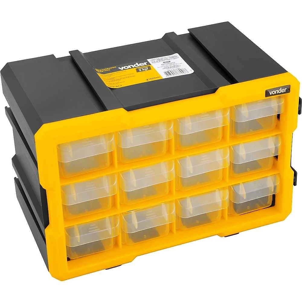 Organizador plástico 12 gavetas 3 kgf polipropileno nove54 opv012