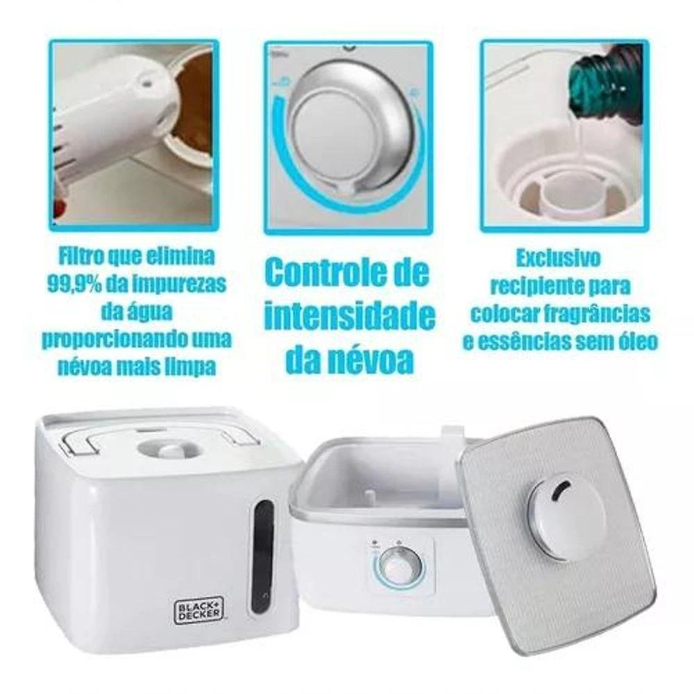 Miniatura Black Decker Umidificador De Ar Prático E Portátil, Com Capacidade De 2,5l, Modelo Air1000 Bivolt