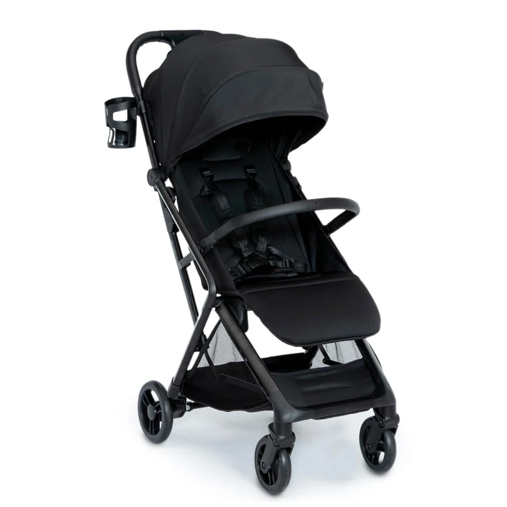 Carrinho de Bebê Ultra Compacto com Suspensão nas 4 Rodas, Reclinação Multiposição e Porta-Copo, Delta Children, Preto