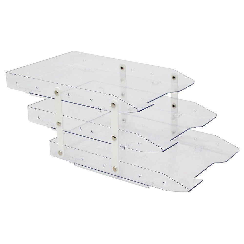 Bandeja Porta Documento Organizadora 3 Andares Maxcril Tripla Móvel Slim para Folhas A4 em Plástico