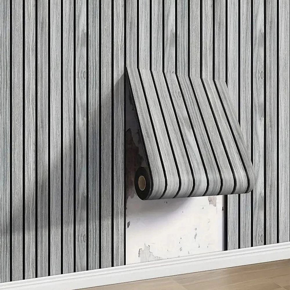 Papel de Parede Adesivo BSL3845 Autocolante com Textura Ripada Amadeirado AB Mídia 300CM