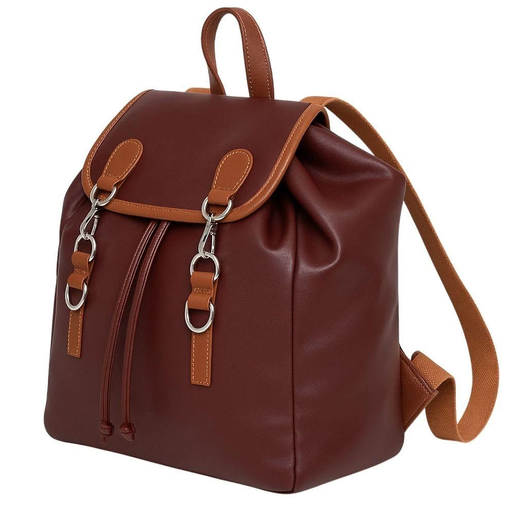 Mochila Zup Bags Essenza Couro Legítimo Bordô Unissex