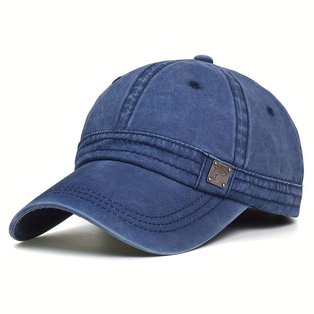 Boné De Beisebol De Algodão Estilo Casual Vintage Lavado Solidário Leve Unissex Azul