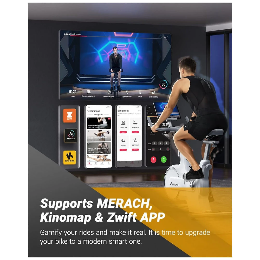 Miniatura Bicicleta Ergométrica Magnética com Suporte para Tabletes e Bluetooth, MERACH MR 667, Preto