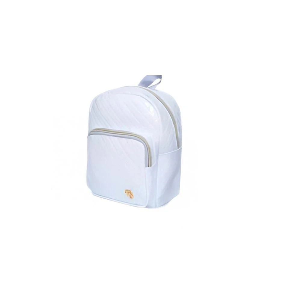 Mochila de Costas GXM Feminina com Glitter Vinil Têxtil 23,5cm X 20cm X 13,5cm Branco