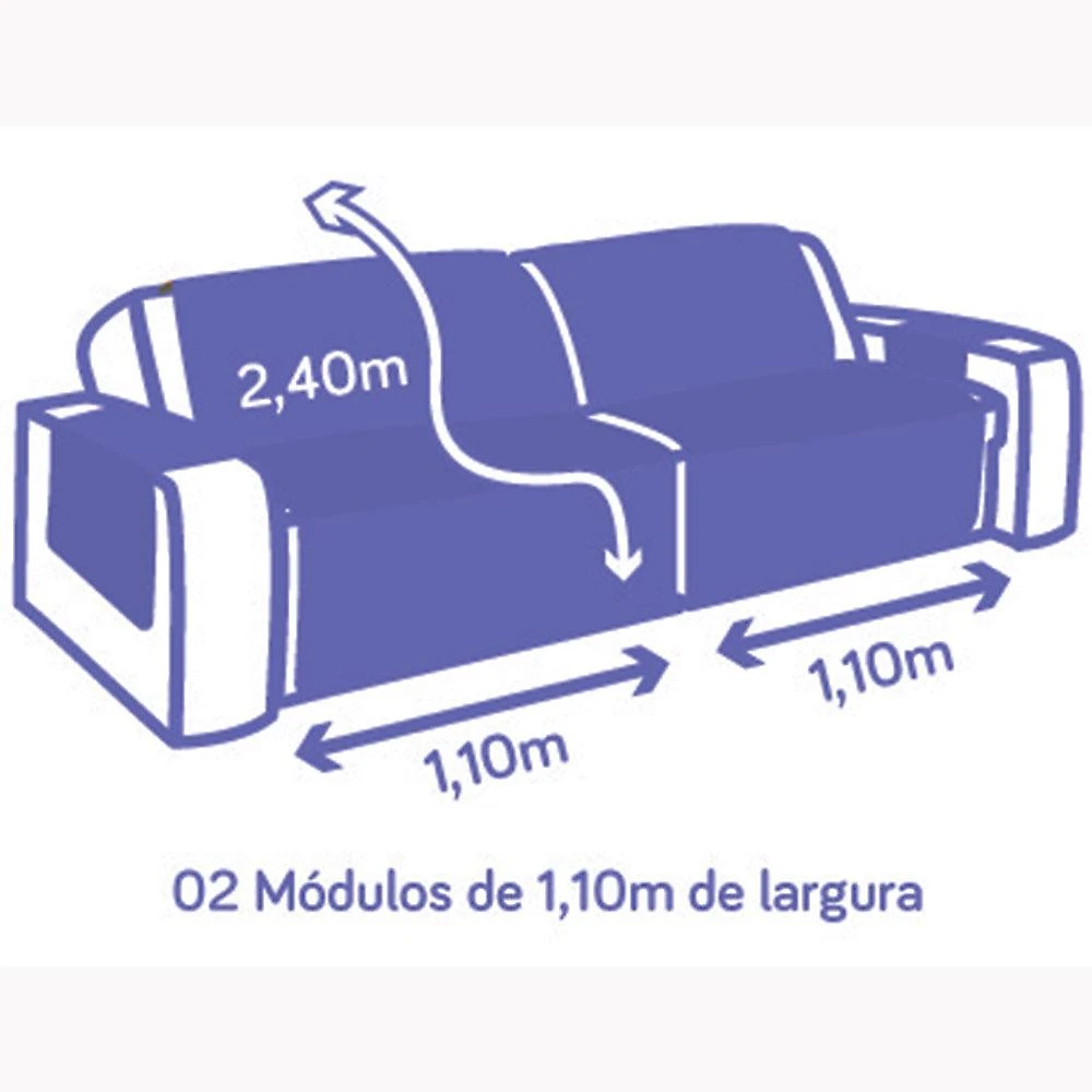 Protetor de sofá retrátil dupla face microfibra 2,20m - cinza/preto