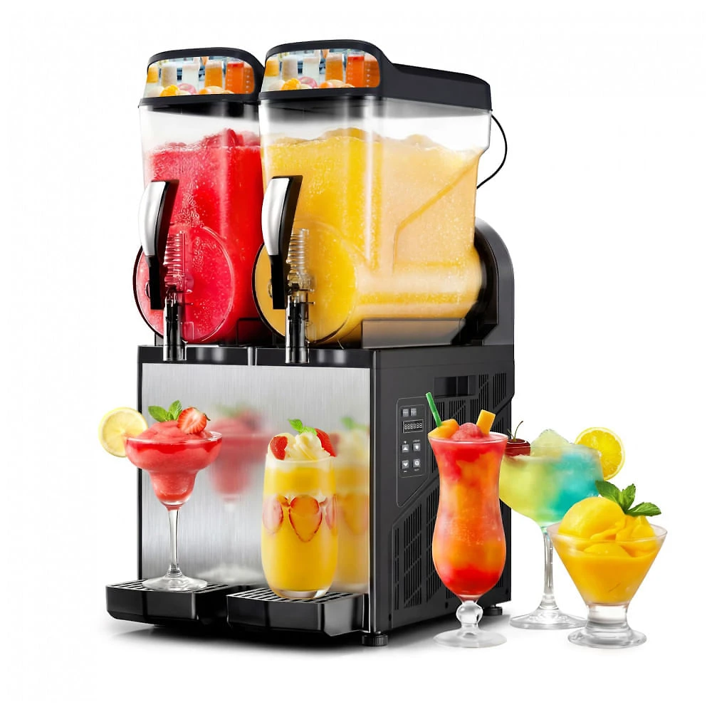 Máquina de Slush Raspadinha ICEVIVAL 30L Duplo Tanque Comercial Frozen Inox LED 240V