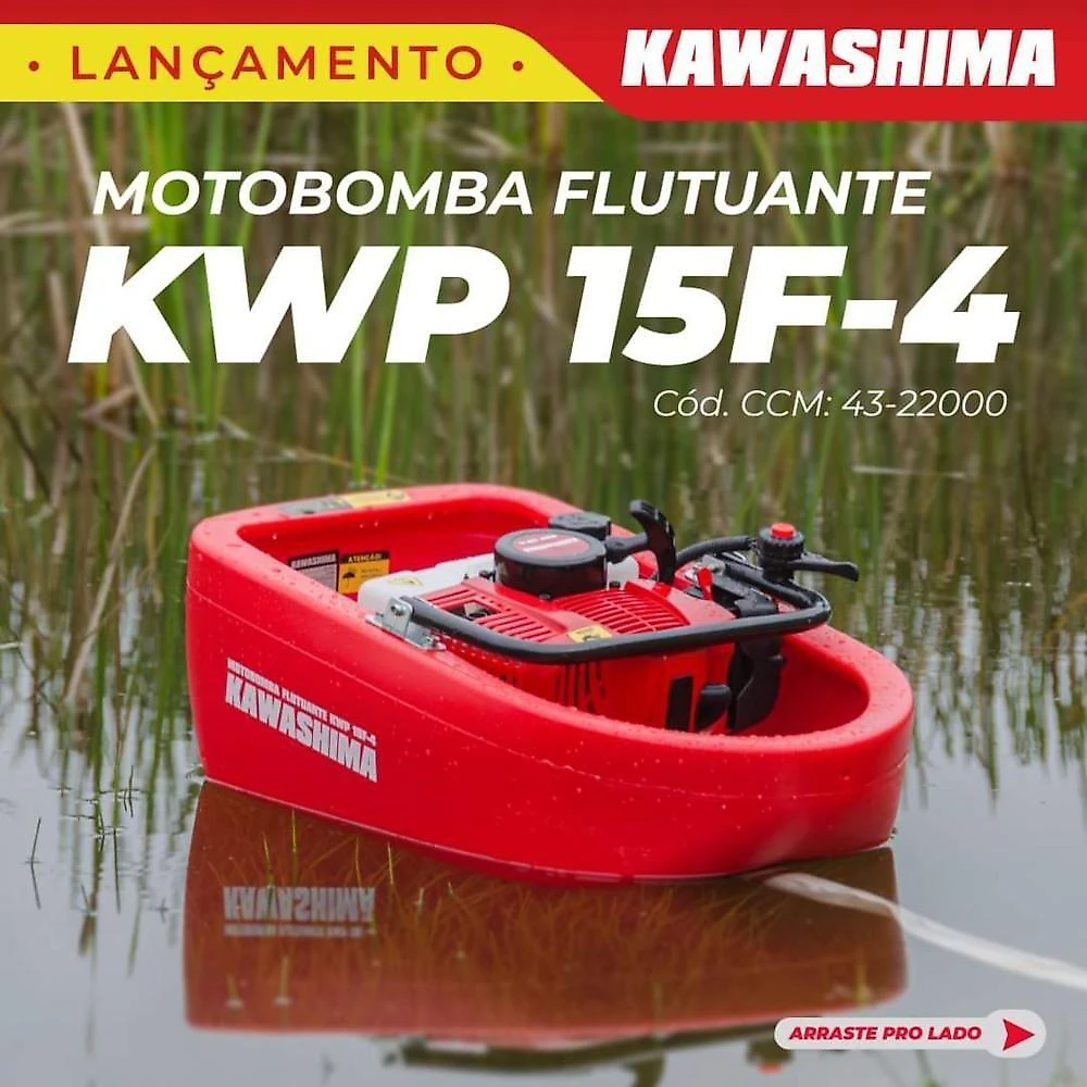 Motobomba Flutuante Kawashima Kwp15F4 Com Mangueira E Bicos