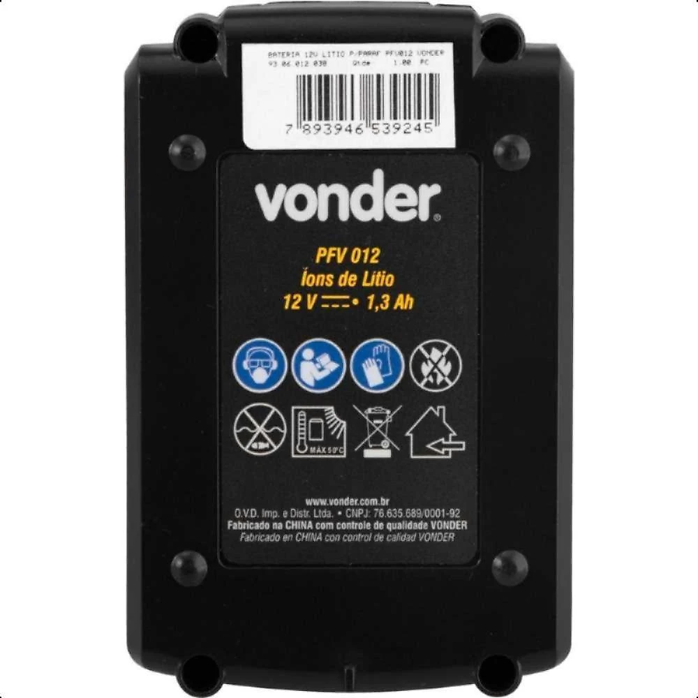 Bateria 12v litio para parafusadeira pfv012 vonder