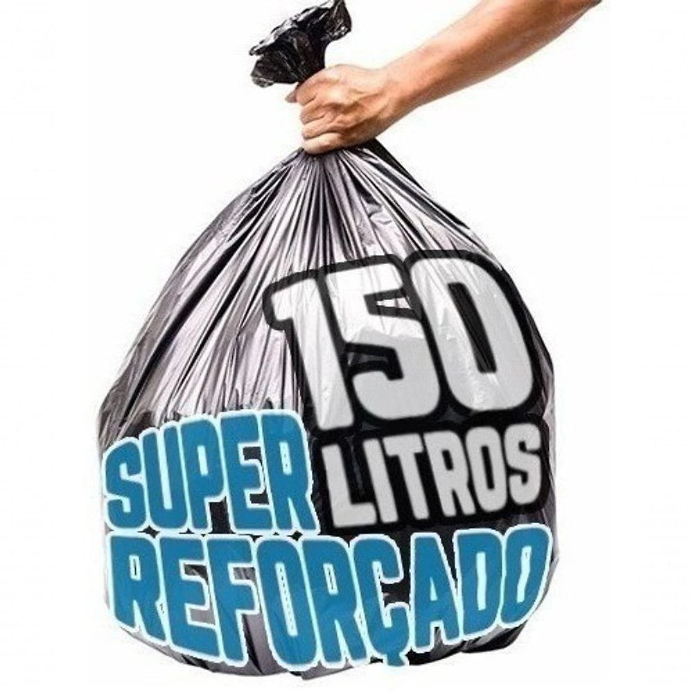 Higipack Saco de Lixo 150 Litros Super Reforçado 90CM X 102CM Preto com 100 Unidades