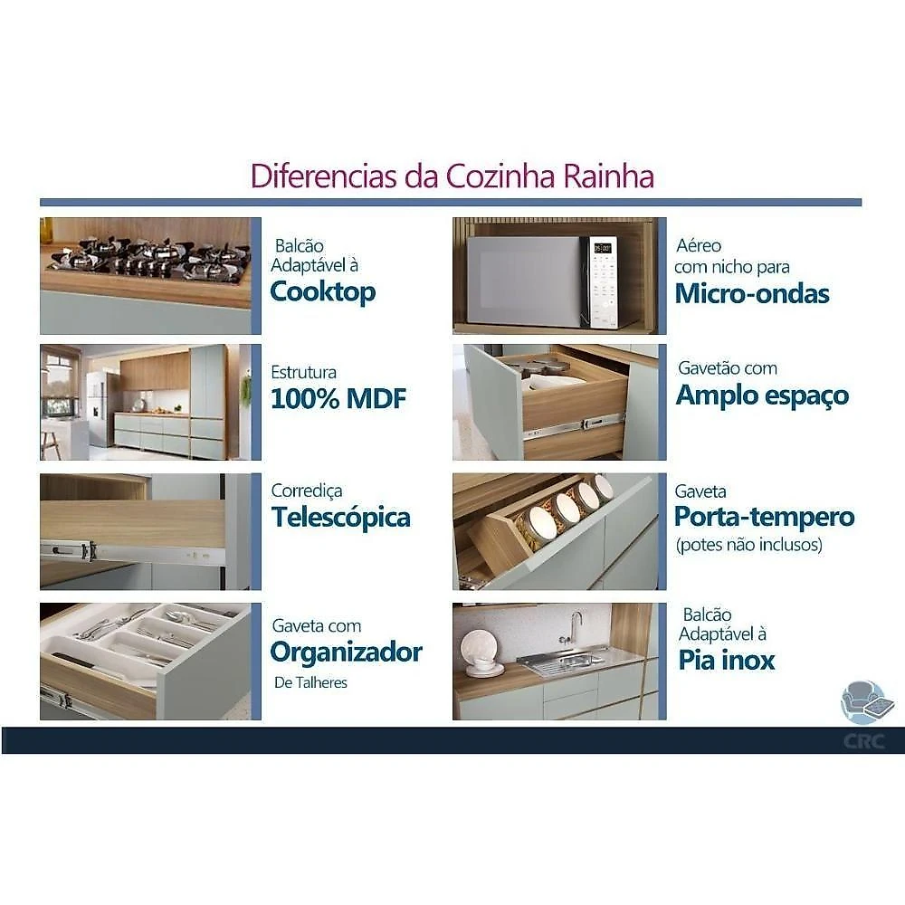 Armário Aéreo Rainha 80CM 2 Portas MDF Porta de Bater Vidro Reflecta Nature Nesher