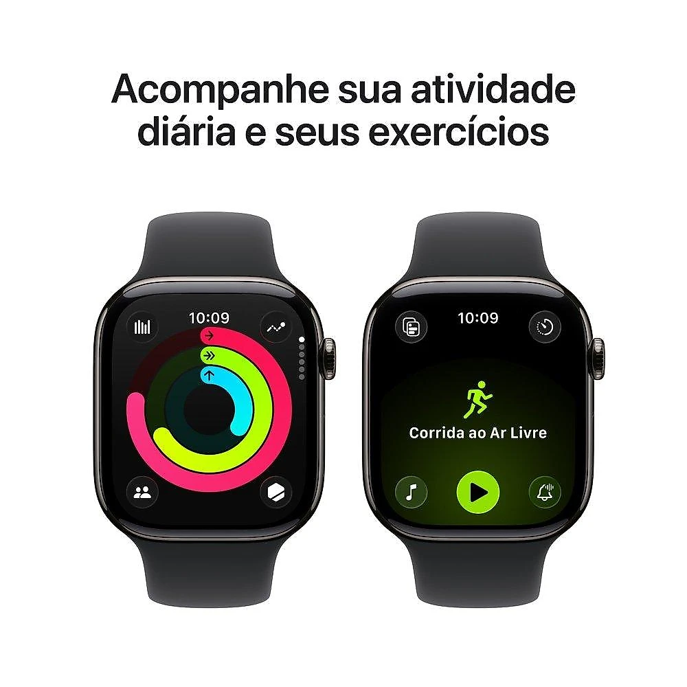 Apple Watch Series 11 GPS + Cellular, Caixa Ardósia de Titânio de 46 mm, Pulseira Esportiva Preta, Tamanho M/G - MFD24AM/A