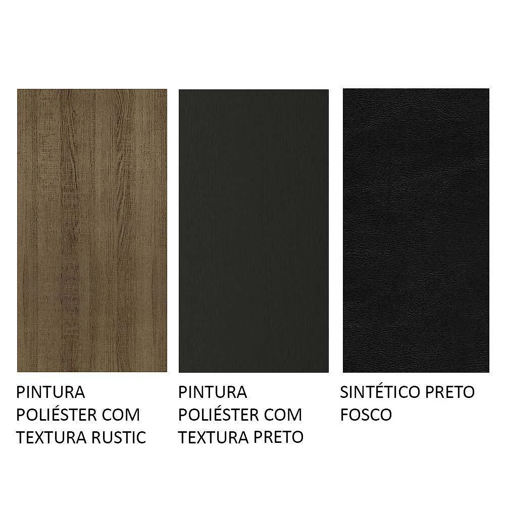 Conjunto sala de jantar madesa beta mesa tampo de vidro redondo 4 cadeiras - rustic/preto