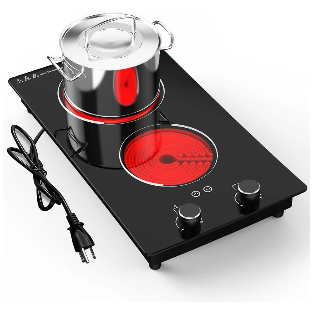 Cooktop Eltrico Porttil com 2 Bocas, 9 Nveis de Potncia, Trava para Crianas, Temporizador e Proteo Contra Superaquecimento, 110V 2100W, GTKZW, Preto