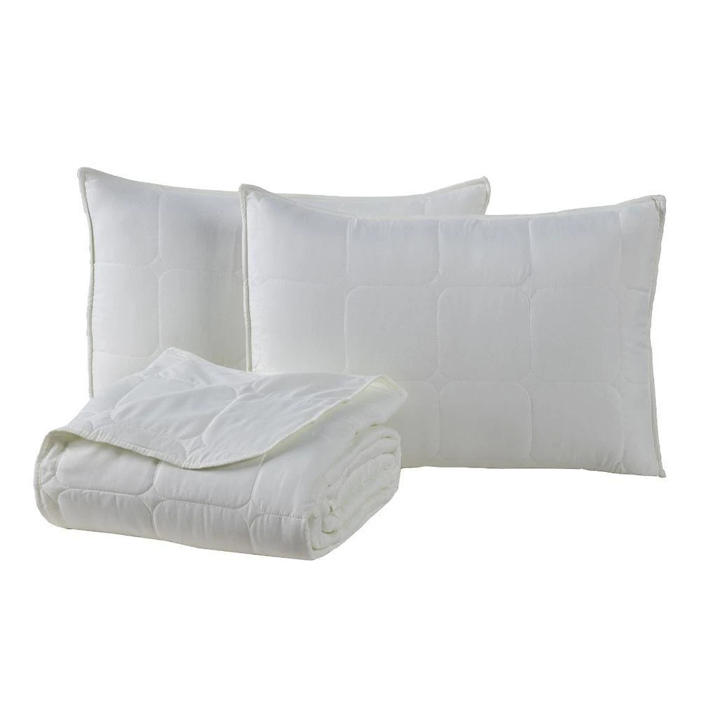 Kit Cobre Leito Colcha Lunar King 3 Peças 400 Fios Matelado Dupla Face - Palha - 100% Poliéster