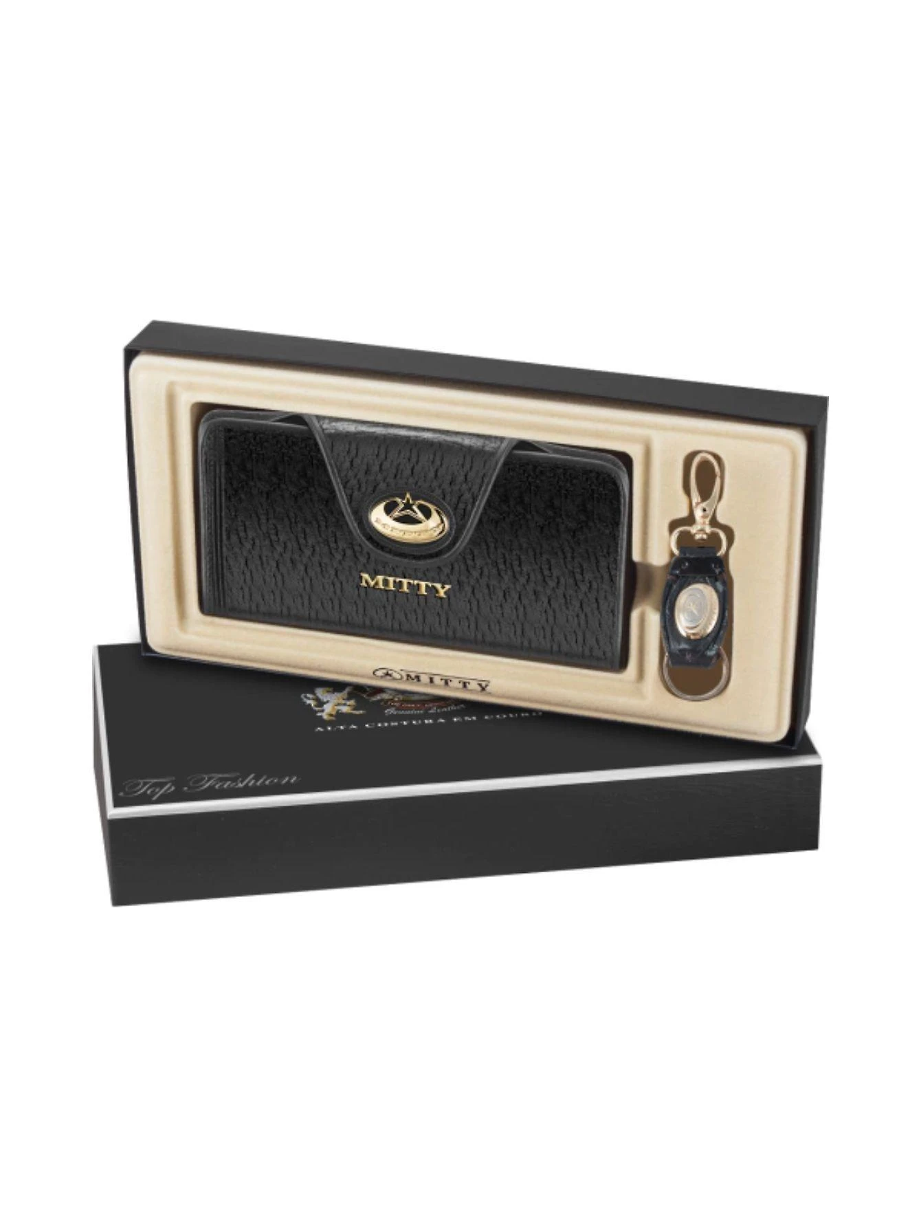 Miniatura Carteira Feminina Mitty Couro + Chaveiro M28Fch Pt