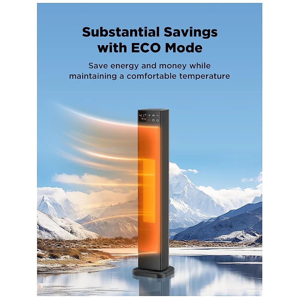 Aquecedor Elétrico de Cerâmica com Termostato Ajustável, Controle Remoto e Oscilação de 75º, 110V 1500W, PELONIS, Preto