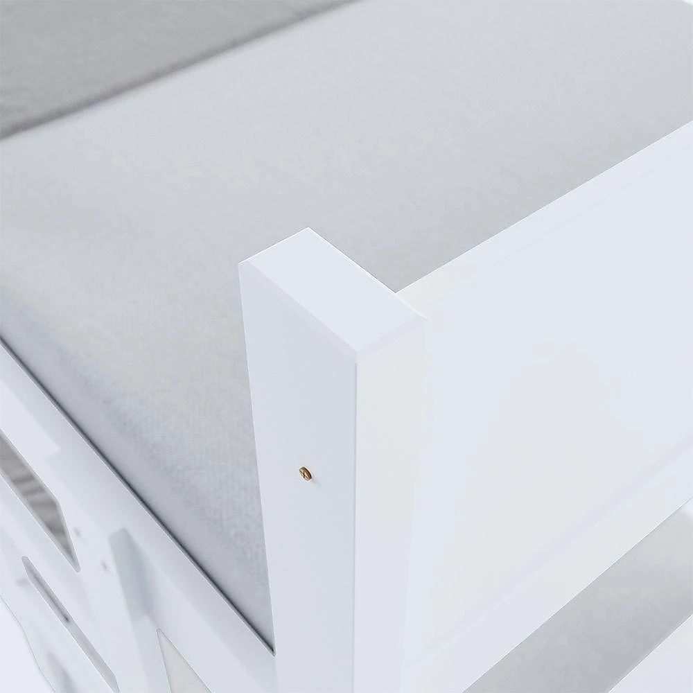 Beliche Resistente Fortaleza Em Mdf Vira 2 Camas Solteiro Branco Com 2 Colchões
