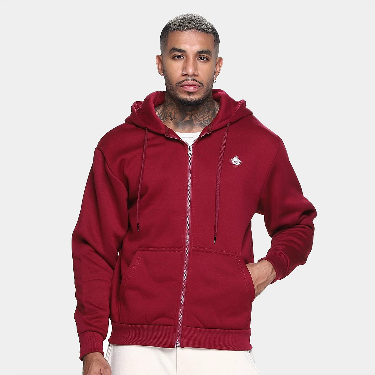 Miniatura Jaqueta Moletom Broken Rules Capuz Masculino Vinho - G