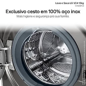 Lava e Seca LG 12Kg/7Kg Smart VC4 com Inteligência Artificial AI DD™ CV5012PC4 - Inox 110V