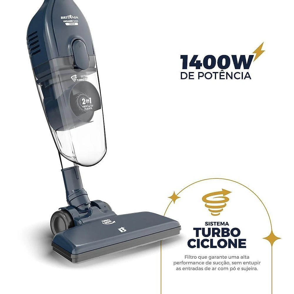 Aspirador De Pó Vertical Britânia 2 Em 1 1400W BAS30 1,5L 110V