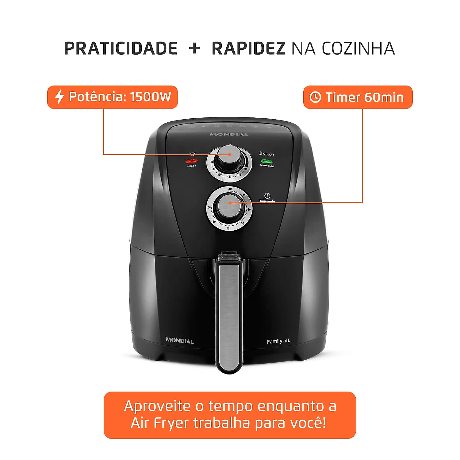 Fritadeira Sem Óleo Air Fryer Mondial AFN-40-BFS 127V