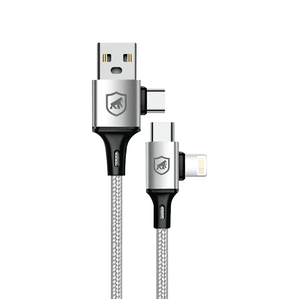 Cabo 4 em 1 - Carregamento Rápido 65W - USB-A, Tipo-C e Lightning - 1M - Discovery - Gshield