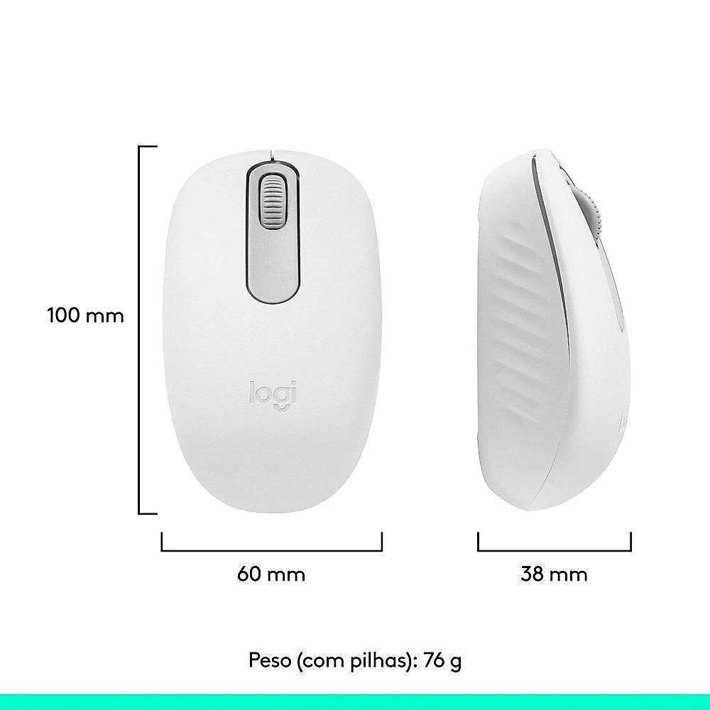 Mouse Sem Fio Logitech M196, Ambidestro Compacto, Bluetooth, Compatível com PC e Mac, Branco - 910-007457