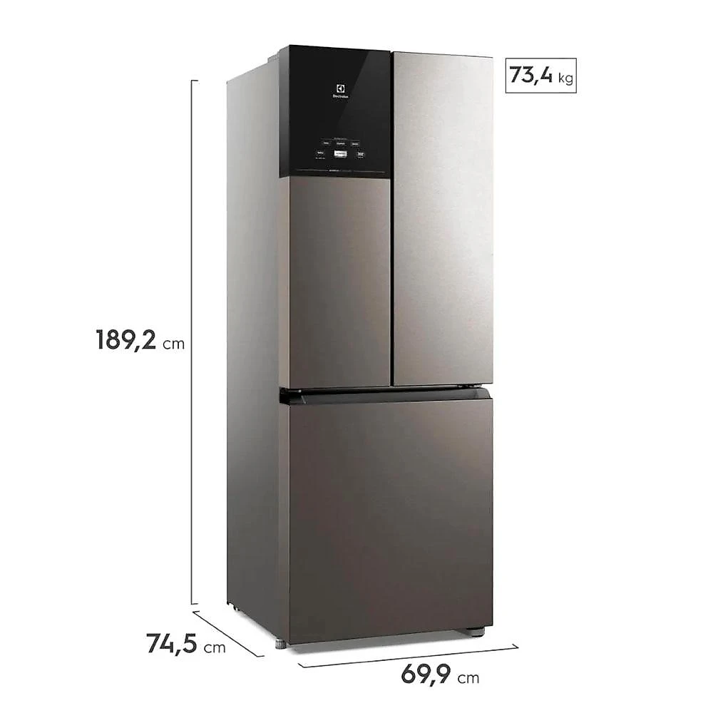 Geladeira Electrolux Frost Free Inverter IM7S 480 Litros, Efficient AutoSense 3 Portas, Inox - 220 Volts Geladeira Electrolux Frost Free Inverter IM7S, 480 Litros, Efficient AutoSense 3 Portas, Inox - 220 Volts