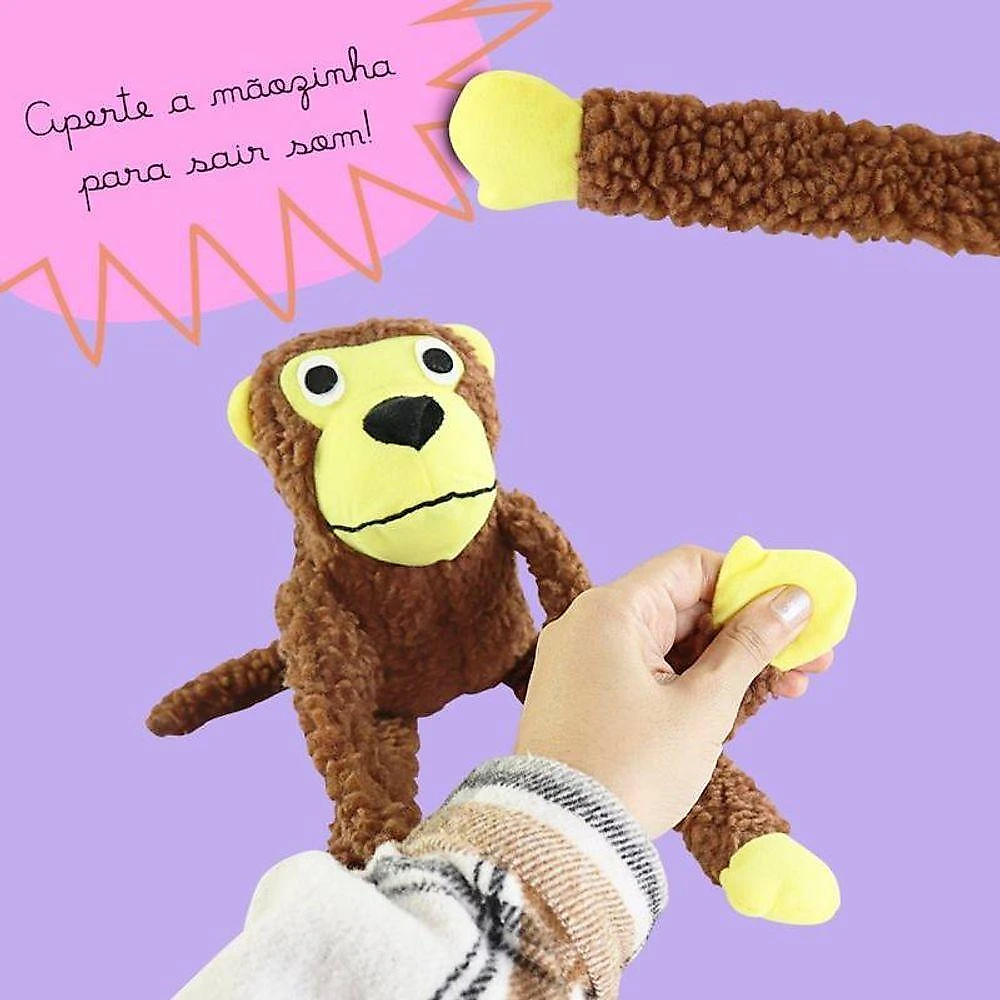 Brinquedo para Pets Napi Macaco Mordedor Grande para Cães Marrom em Poliéster e Algodão 55CM webcontinental-6013400049276