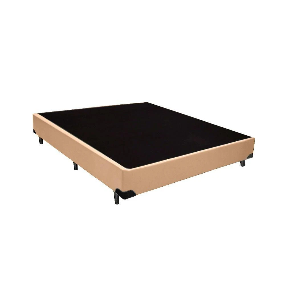 Cama Box Casal Sintético Extremo Reforçado em Madeira Bege Homequeen