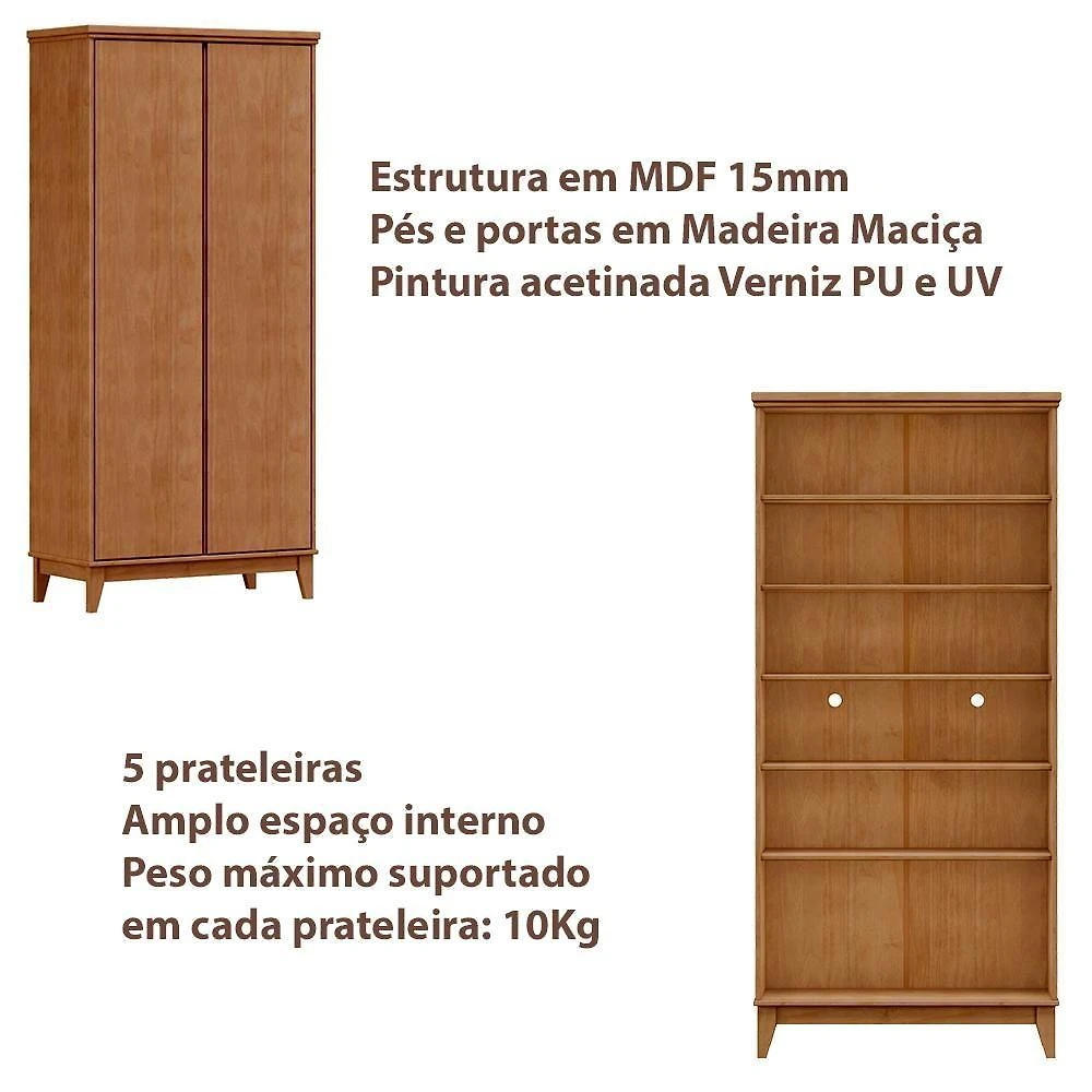 Miniatura Armario Organizador 2 Portas Mdf 179x83 Cm 2812 Freijo Milani Store